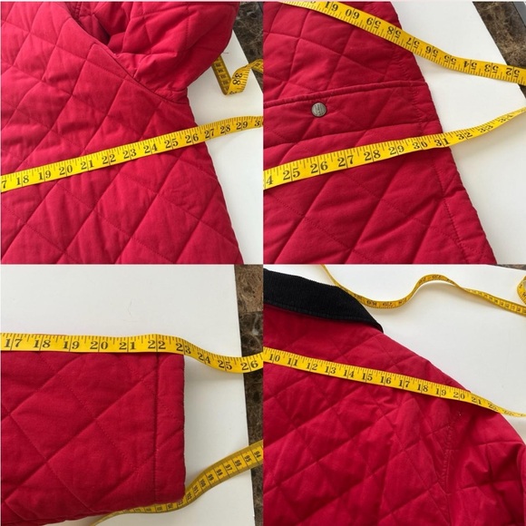 Vintage 1990s LL Bean Red Quilted Barn Jacket Corduroy Trim. - Picture 8 of 8